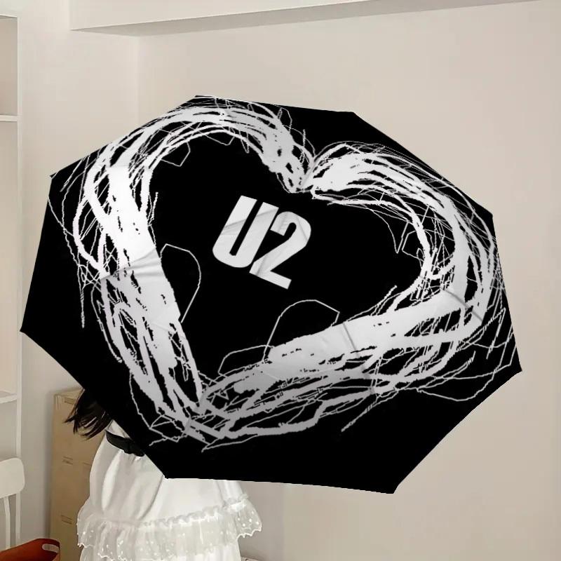 1pc U2, Music Band Logo Automatic Folding Umbrella] Durable Iron Frame & Rod, Portable Folding, Makes a Great Holiday Gift yy251016290