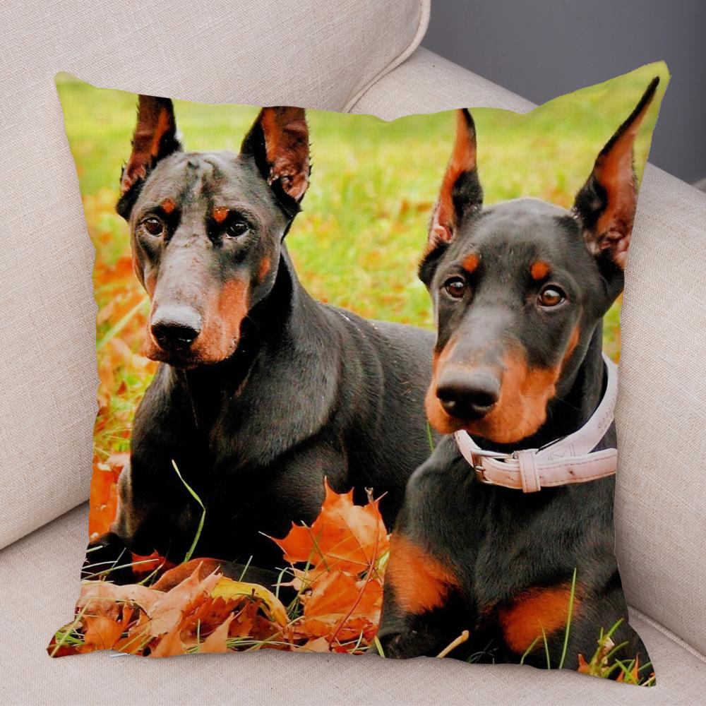 Doberman Pinscher Cushion Cover Both Sided Print Decor Pet Dog Animal Pillow Case for Car Sofa Home Soft Plush Throw Pillowcase