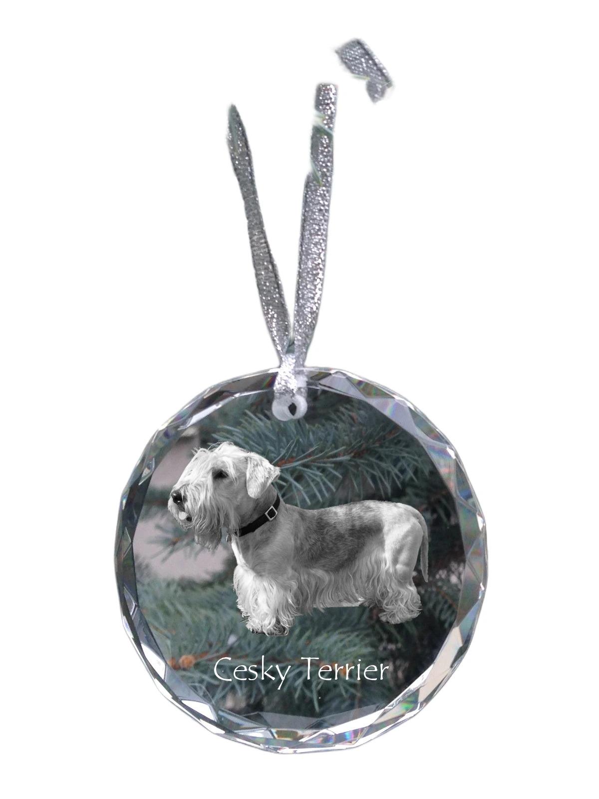

Cesky Terrier, Czech Terrier - crystal bauble with a photo, dog photo in crystal, personalized Christmas tree ornament by Art-Dog brand прозорий