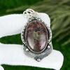 Memorial Day Deal Oval Rhodonite Stone Sterling Silver Engagement Bezel Pendant