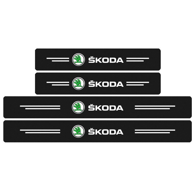 

4 шт. Накладка на порог двери автомобиля из углеродного волокна, защитная наклейка для Skoda Superb Octavia Kodiaq Yeti Rapid Karoq Fabia Kamiq Enyaq Vis skoda