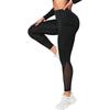 High-Waist Sport Leggings with Mesh Side Pocket for Phone, Black