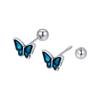 High-End 999 Sterling Silver Blue Butterfly Earrings: Elegant Small Ear Studs for Women