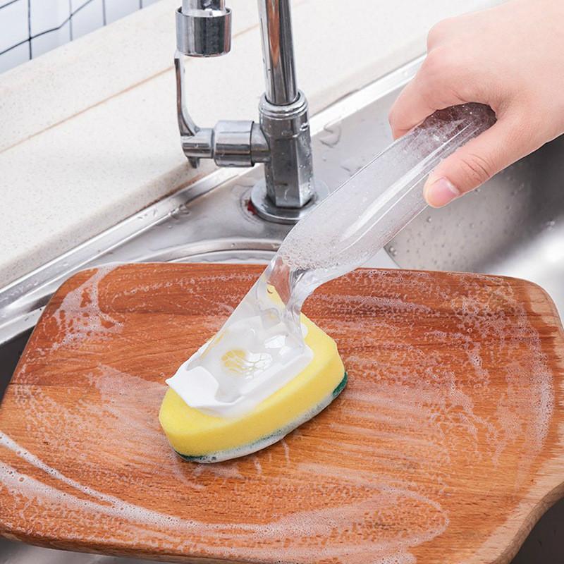 Kitchen Nano Sponge Cleaning Brush With Replacement Heads For Dishwashing And Surface Cleaning