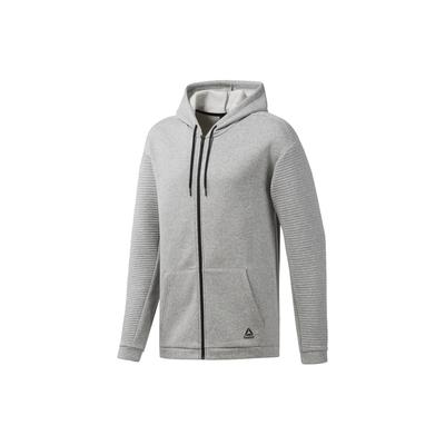 Moletom com Capuz e Zíper Completo Cor Sólida Masculino Cinza Médio EC0897