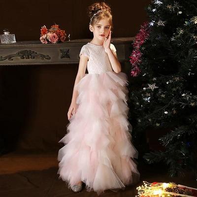 Girls Lace Beaded Princess Dress White Girls Dress Teen Flower Girl Dress Children Elegant Dress Christmas Dress/Customizable