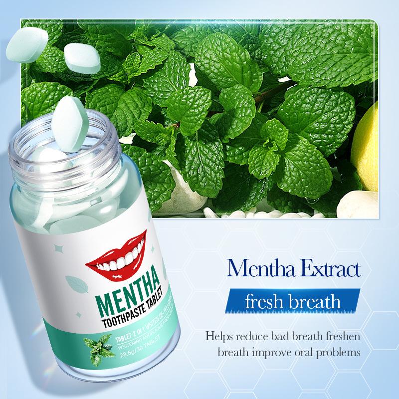 Mint Solid Toothpaste Tablets Mint Flavors Teeth Breath Mouthwash Bad Whitening Fresh Charcoal Stains