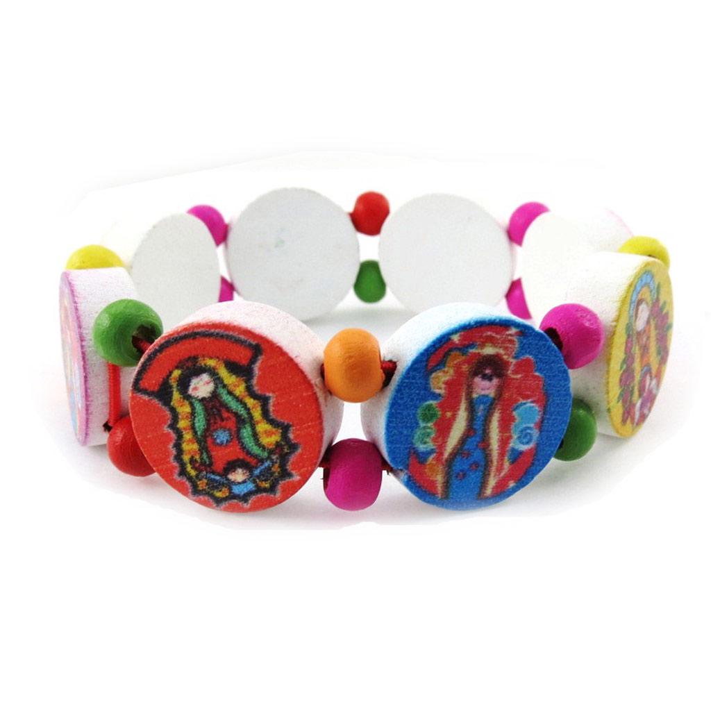 Les Trésors De Lily [J1132] - Wooden Bracelet 'Religious Icon' Tutti Frutti - 16 Mm