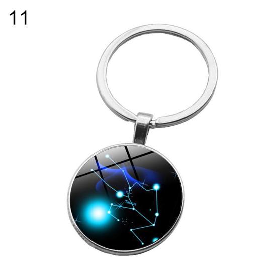 12 Sternbild Sternzeichen Runder Glas-Auto-Schlüsselanhänger-Halter Schlüsselanhänger-Anhänger