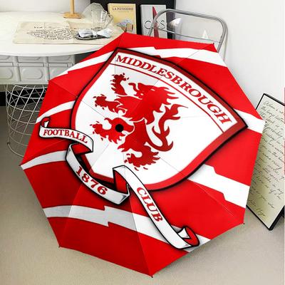 1PC Middlesbrough F.c Printed Umbrella Folding Umbrella, Automatic Umbrella 8-Frame for Travel, Camping Fan Gifts Christmas Gifts