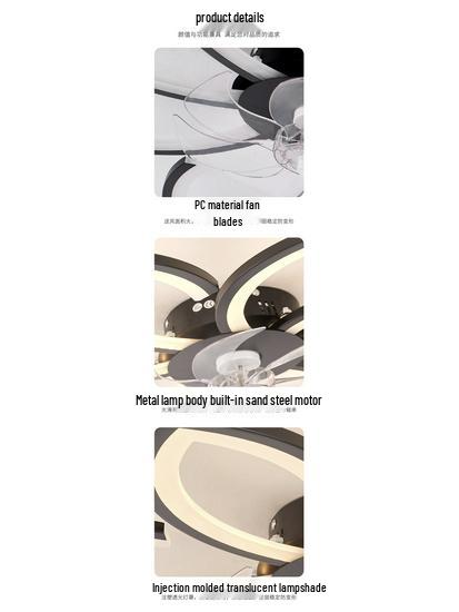 Silent Modern Flush Mount Ceiling Fan Light for Living Room/Bedroom