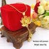 Gilded Brass Lotus Pendant Necklace for Women In Japanese-Korean Fashion Style