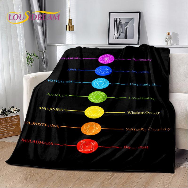 3D Yoga Zen Naturalize Meditation Rainbow 7 Chakra Blanket,Flannel Throw Blanket for Home Bedroom Bed Sofa Picnic Office Hiking