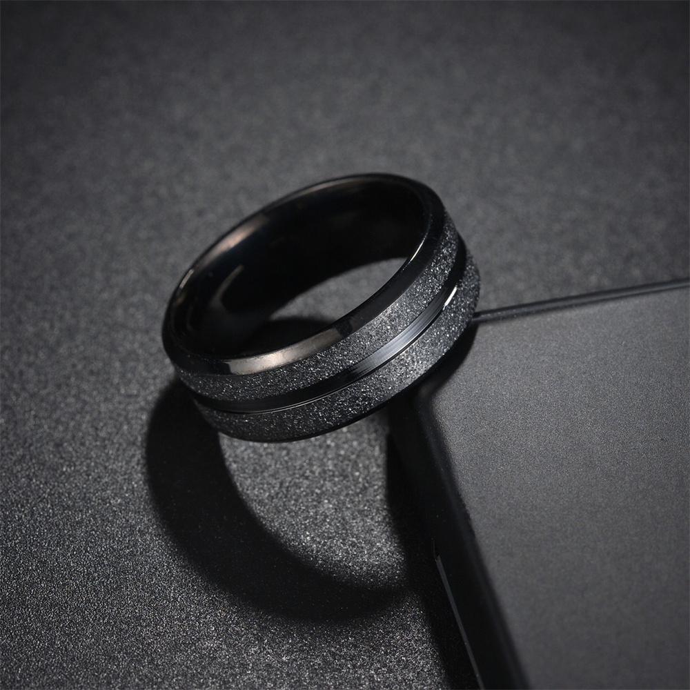 Fashion 8mm Men Frosted Stainless Steel Rings Sandblasted Finish Finger Ring for Male Wedding Bands Jewelry Gift Drop Shipping