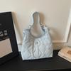 Rhombus embroidery thread bag women's large-capacity commuting simple tote bag casual versatile literary messenger bag