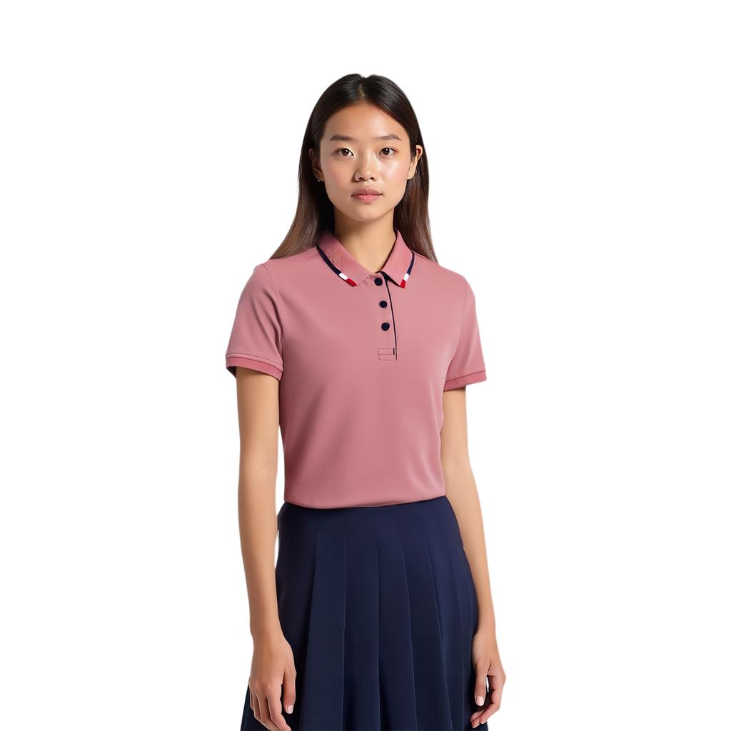 Li Ning Breathable Short Sleeve Polo Shirt Women Tops Pink APLQ116-4