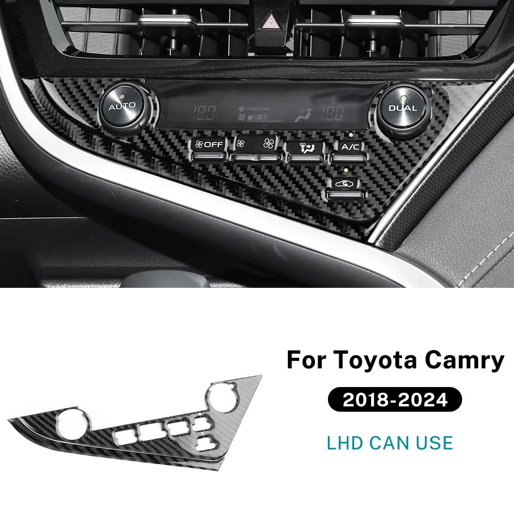 Real Soft Carbon Fiber For Toyota Camry 2018 2019 2020 2025 2025 LHD Car Central Control Button Frame Interior Trim Accessories
