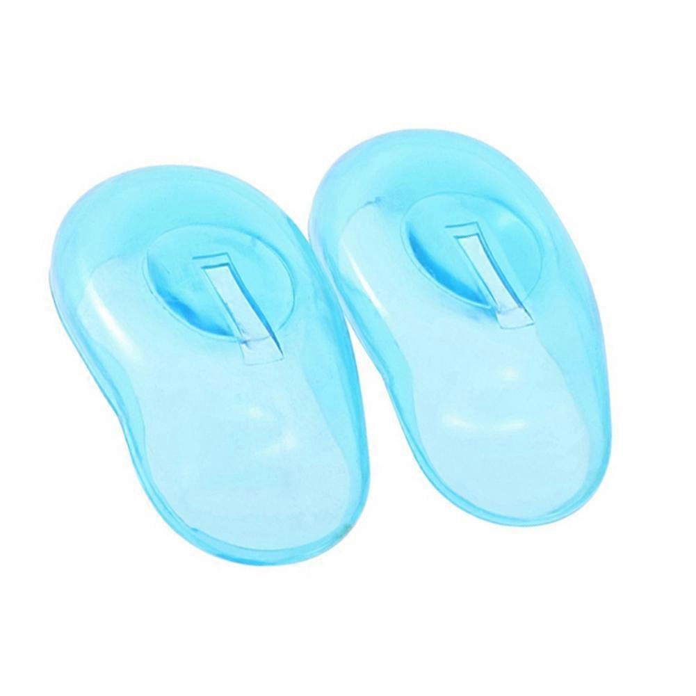2 Pcs Clear Silicone Ear Cover Home Salon Hair Dye Shield Protectors Blue