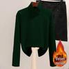 Women's Plush Thermal Slimming Top - Half-High Collar, Velvet-Lined, Versatile T-Shirt for Autumn Winter.