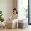 Imitation Linen Clothes Dirty Clothes Basket Foldable Portable Storage Box Multi Functional Storage Basket for Children's Toys Snacks Clothing Books