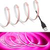 USB COB Strip DC 5V 320Leds/M Pink/Red/White/Blue/Yellow Cabinet Light Lamp TV Backlight Flexible Ribbon Rope LED Strip