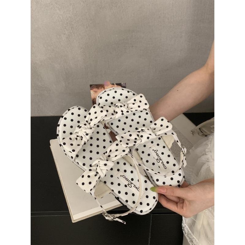 Soft-soled shoes for women 2025 summer new fashion versatile bow with thick heel sandals for women