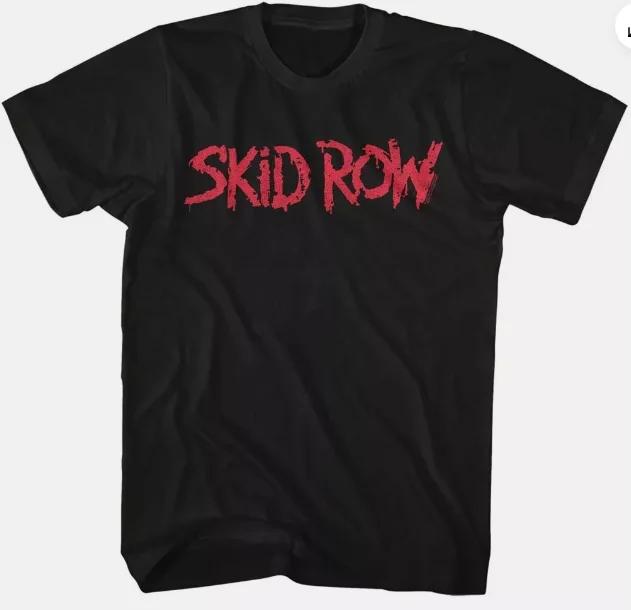 Skid Row Red Logo Black Adult T-Shirt New New T-Shirt Cotton Clothing Wear Trend New Fashion European and American