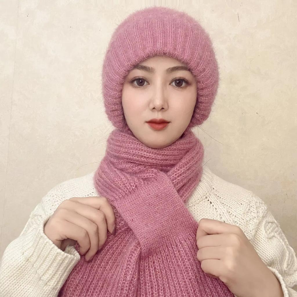 Windproof Thermal Ear Flap Hat with Detachable Scarf Winter Warm Fleece Lined Trapper Cap for Women Outdoor Snow Sports