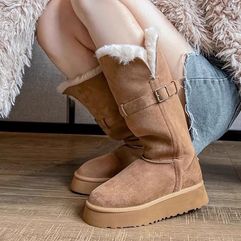 Winter new two wear medium and high snow boots women's fur integrated casual velvet warm thick bottom thickened boots warm