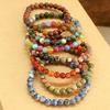 European 6mm Natural Agate Crystal Beaded Bracelet - Handmade Elastic Cord Jewelry for Women