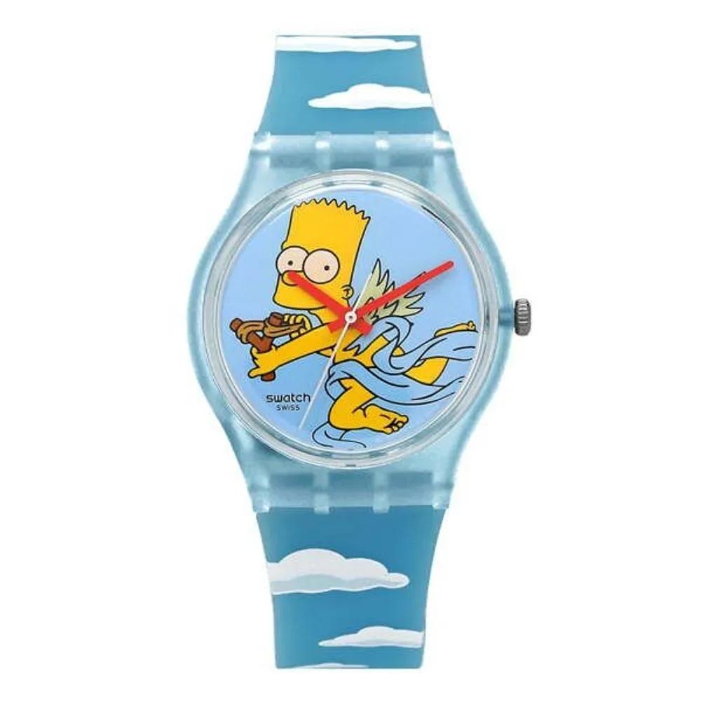 Swatch SO28Z115 THE SIMPSONS ANGEL BART Unisex Urethane Watch SO28Z115
