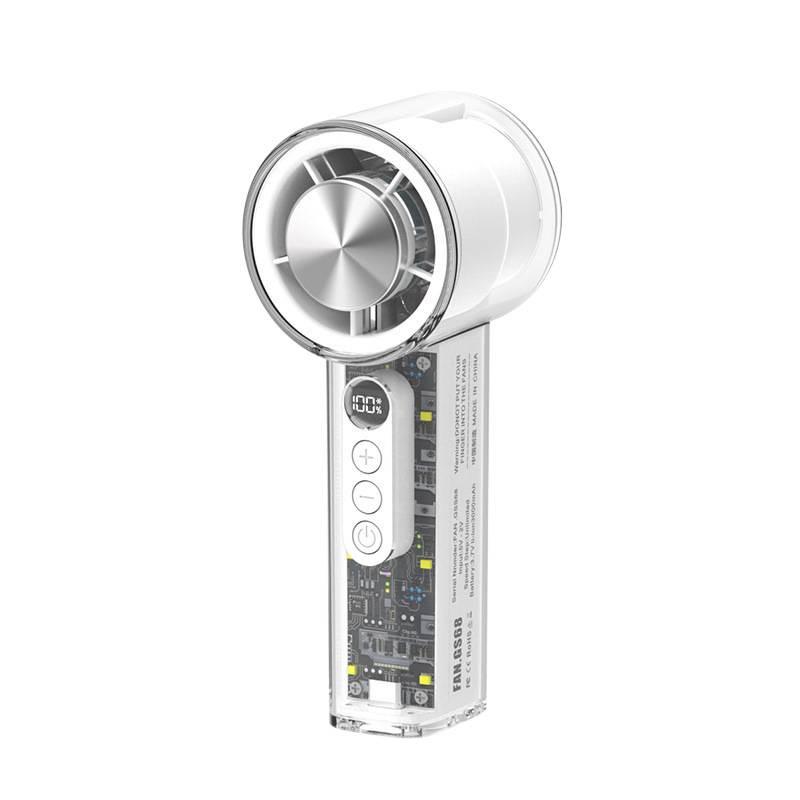 Transparent Mech-Style Portable USB Fan with Ice Pack and High-Speed Cooling
