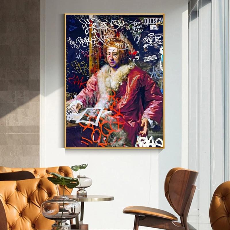 Abstrakte Graffiti-Kunst auf Leinwand, Gemälde „Der Vater der Archäologie“, Poster, Druck, Wandkunst, Bild für Wohnzimmer, Wanddekoration, Cuadros