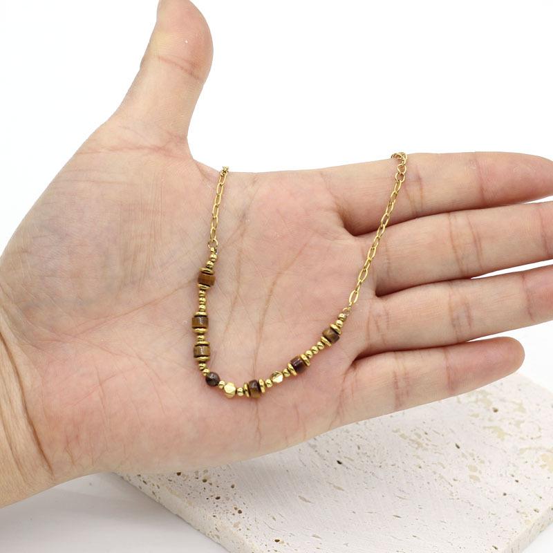 Women's Fresh Natural Stone Bead Bracelet - Color-Preserving Stainless Steel Jewelry
