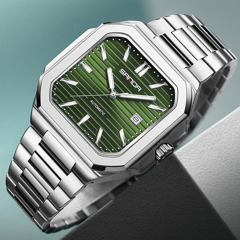 Men's Mechanical Square Watch Waterproof Calendar Solid Steel Strip Leisure Business Mechanical Watch
