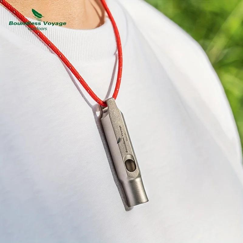 1pc Pure Titanium Outdoor Survival Whistle - Loud and Clear, Boundless Voyage Camping Rescue Whistle with Lanyard