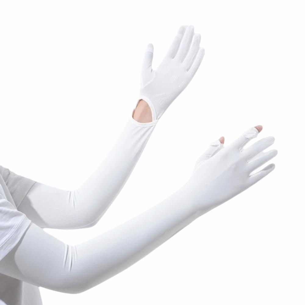 Non-slip Long Sleeve Solid Color Sunscreen Sleeve Gloves Simple Ice Silk Arm Sleeve Running