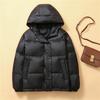 Hooded light and thin down jacket women's short winter clothing warm medium and thick loose design bread jacket large size outside