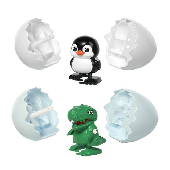 2/4Pcs Wind-up Animal Egg Toy Broken Egg Duck Dinosaur Penguin Capybaras Clockwork Toy Toddlers Boys Girls Walking Hatchling Animal Toy Party Favors
