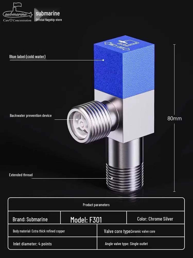 All-Copper Explosion-Proof Water Heater Stop Valve for Toilets