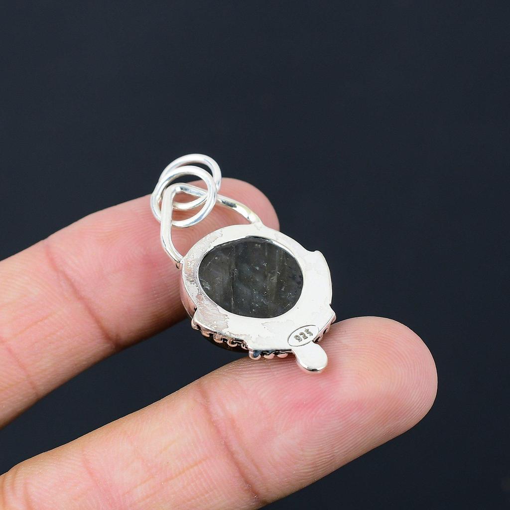 Birthday Gift For Her Natural Labradorite Gemstone Pendant 925 Sterling Silver