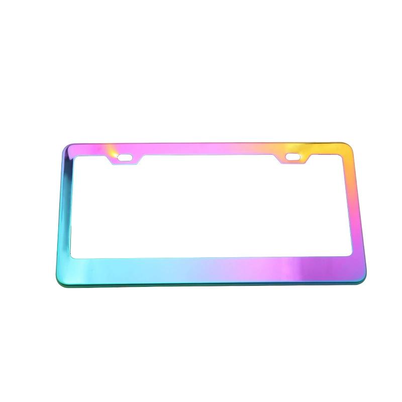 2pcs Car Parts Stainless Steel USA Flag License Plate Frame Cover For USA Standard Car License Plate Holder