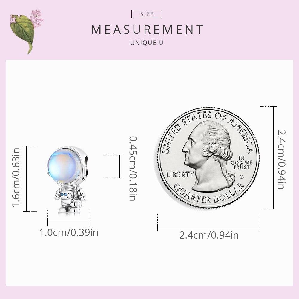 Bamoer Cute Astronaut Charms 925 Sterling Silver Original Design Pendant Fit for Basic Bracelet Women Sterling Silver Jewelry