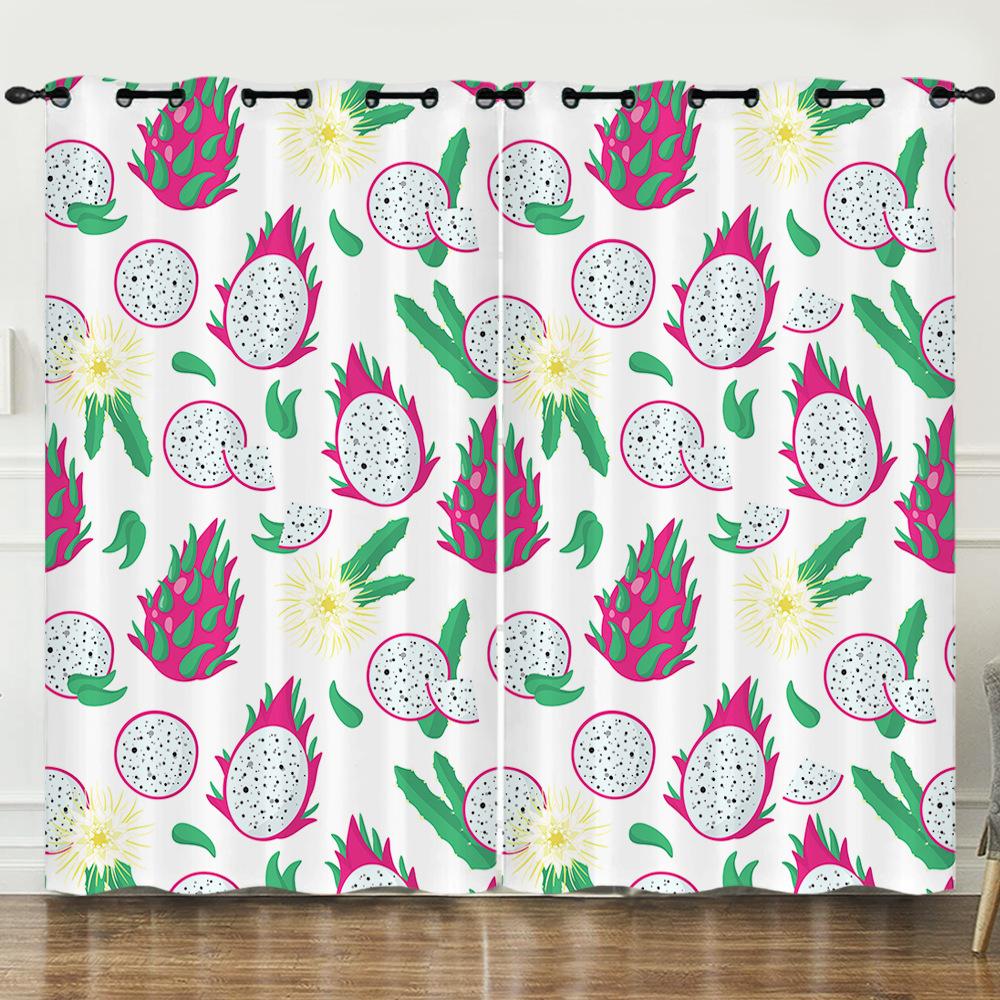 Curtain Cartoon Fruit Dragon Fruit Love 3D Digital Printing Blackout Curtain Punching