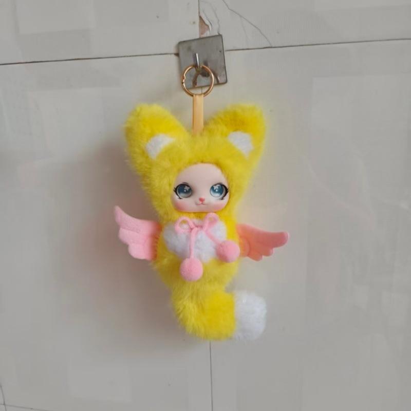 Kawaii Angel Plush Doll Keychain Vinyl Face Cartoon Character Pendant Angel Wings Bag Charm Collectible Gift For Girls