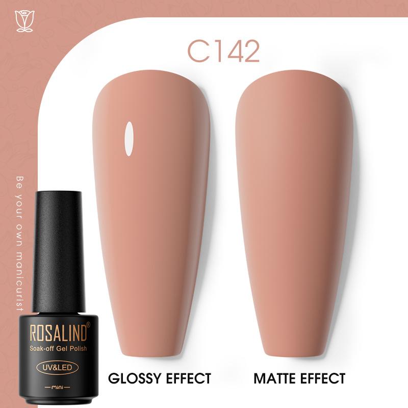 ROSALIND Black Glass Bottle Pure Color Gel Nail Polish Semi Permanent UV Nail Gel Polish For Nail Art Design LED Lamp
