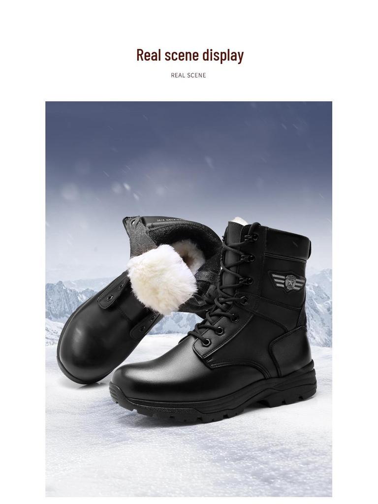 3515 Botas de Vuelo de Lana de Caña Alta para Hombre Strongman - Cremallera Lateral, Resistentes al Desgaste, Cálidas Botas de Invierno para Montar y Entrenamiento al Aire Libre.