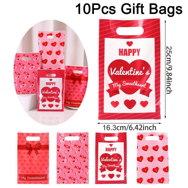 

50pcs Pink Heart Valentine s Day Plastic Gift Bags Candy Bags For Valentine s Day Party Favor Wedding Decor And Party Suppllies as picture