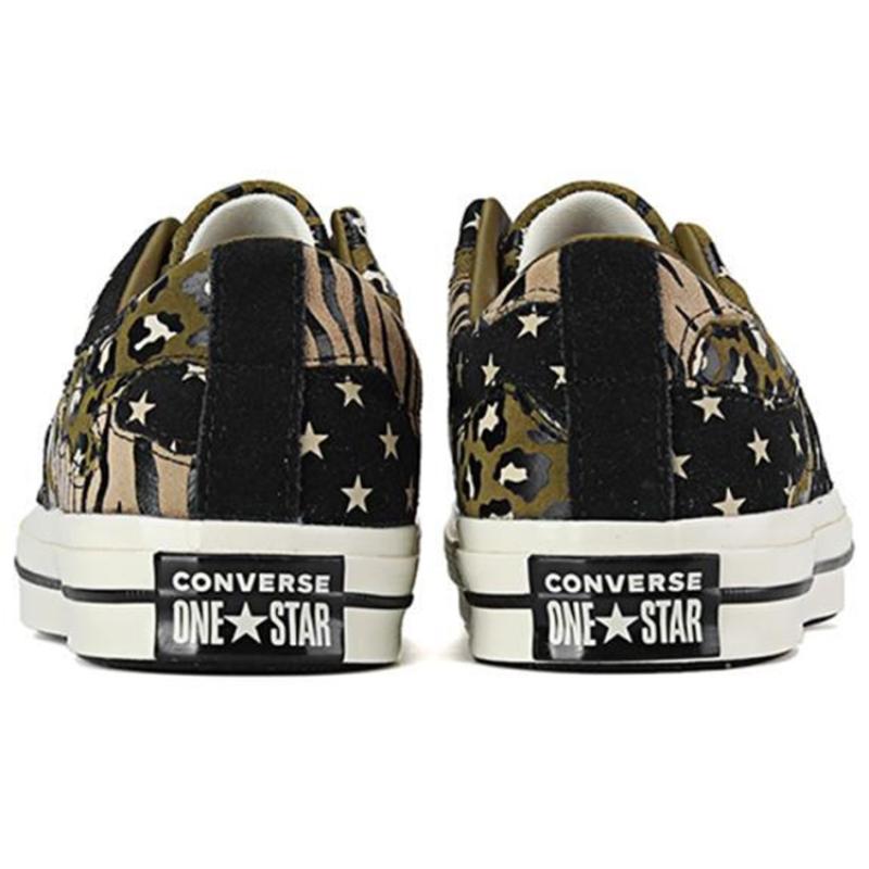 Converse One Star Series Cerebellar Death Zebra Pattern Low Top Canvas Unisex Brown Green