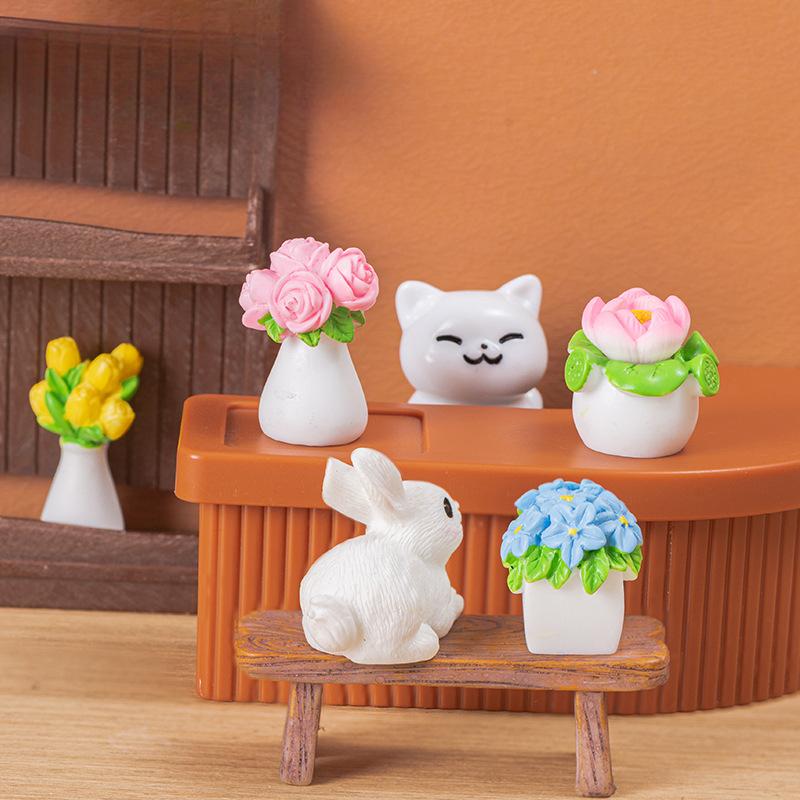 Micro Landscape Decoration Simulation Flower Fake Flower Succulent Plant Pot Resin Crafts Doll House Desktop Mini Decoration